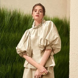 SHEIN Mock neck lantern sleeve top